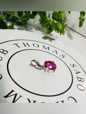 Thomas Sabo Fuchsia Faceted Crystal Charm Pendant Sterling Silver